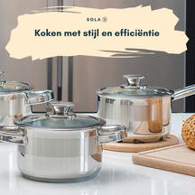 Sola Pannenset Furore 4-Delig RVS Kookpan ø 16, 18, 20 cm & Steelpan ø 16 cm - geschikt voor alle warmtebronnen