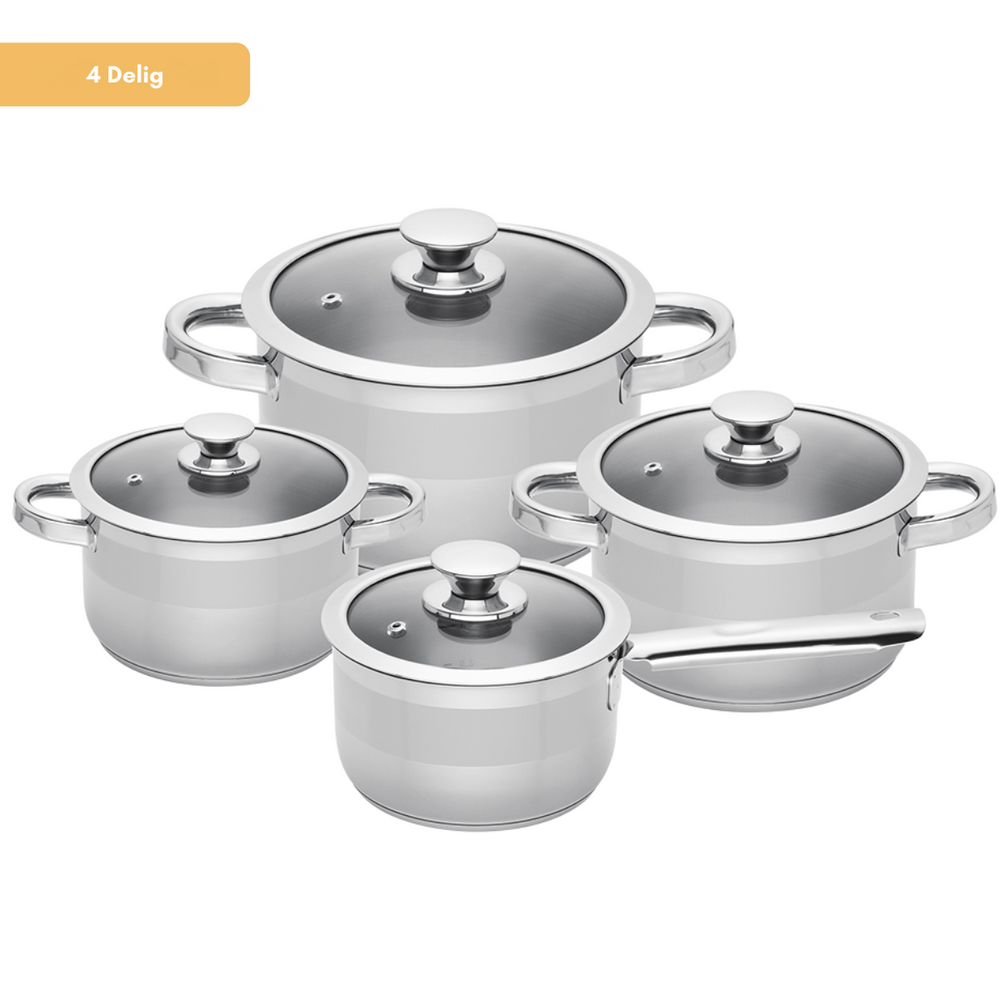 Sola Pannenset Furore 4-Delig RVS Kookpan ø 16, 18, 20 cm & Steelpan ø 16 cm - geschikt voor alle warmtebronnen