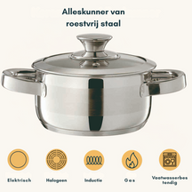 Sola Pannenset Furore 4-Delig RVS Kookpan ø 16, 18, 20 cm & Steelpan ø 16 cm - geschikt voor alle warmtebronnen
