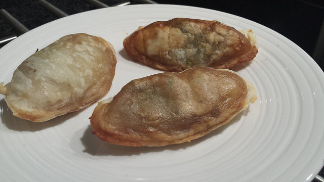Knapperige ovenDumplings met garnalen en lente-ui