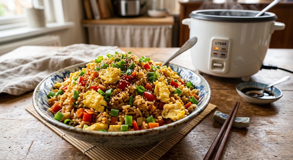 Snelle, smakelijke gebakken rijst die je het hele jaar door wil maken.