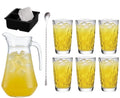 Cocktailset Gele Peter - Karaf 1.6 L met 6 Longdrinkglazen 470 ml, Cocktaillepel & IJsblokjesvorm