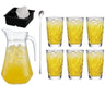 Cocktailset Gele Peter - Karaf 1.6 L met 6 Longdrinkglazen 470 ml, Cocktaillepel & IJsblokjesvorm