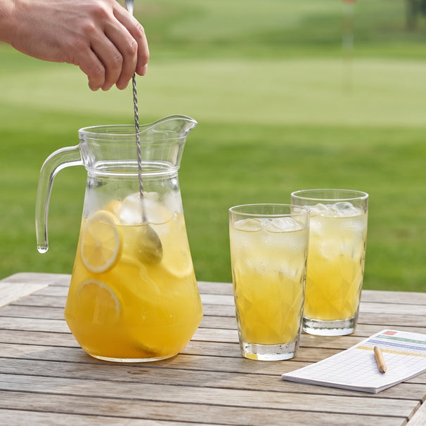 Cocktailset Gele Peter - Karaf 1.6 L met 6 Longdrinkglazen 470 ml, Cocktaillepel & IJsblokjesvorm