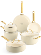 GreenPan Pannenset Padova Reserve Cream White 6-delig - Keramische anti-aanbaklaag - Kookpan ø 24 cm, Steelpan ø 18, 20 cm, Koekenpan ø 20, 28 cm & Hapjespan ø 24 cm