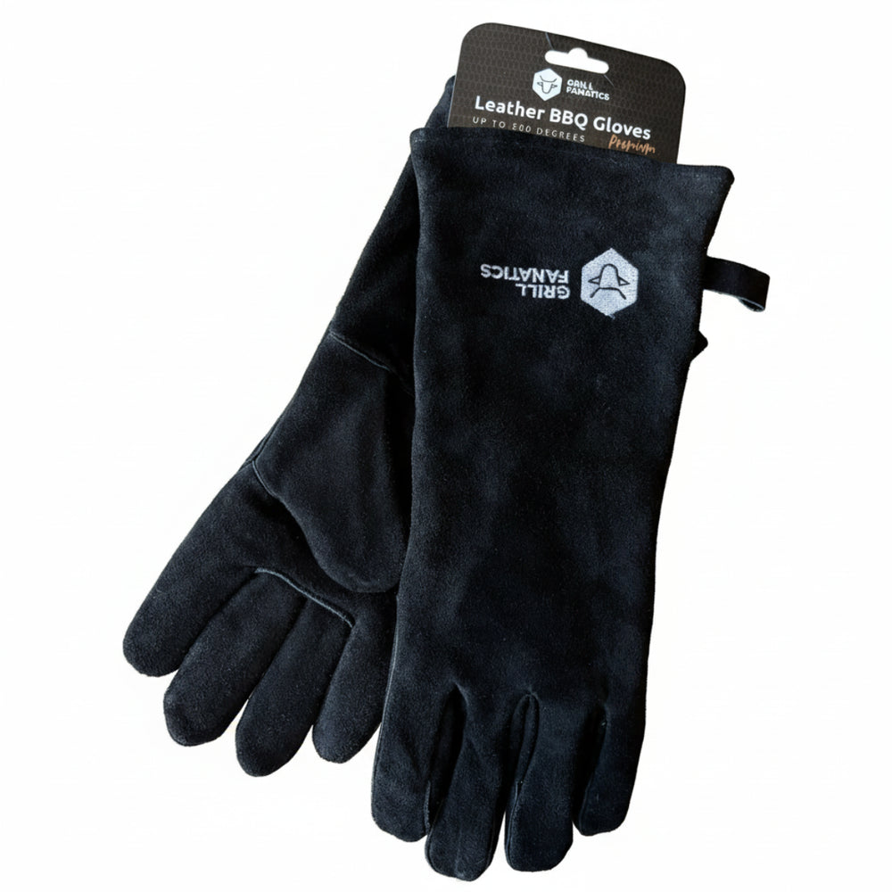 Cookinglife Grill BBQ Handschoenen / Ovenhandschoenen Zwart Leer 500 °C - 2 stuks