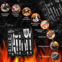 GrillX BBQ Accessoires Gereedschapset - BBQ Tang, Spatel, Vork, Borstel - Complete Barbecue Tools Set