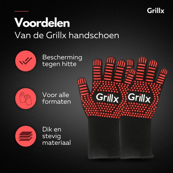 GrillX BBQ Handschoenen / Ovenhandschoenen - Extra Grip - 2 Stuks