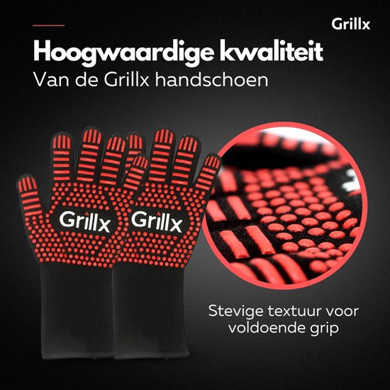 GrillX BBQ Handschoenen / Ovenhandschoenen - Extra Grip - 2 Stuks
