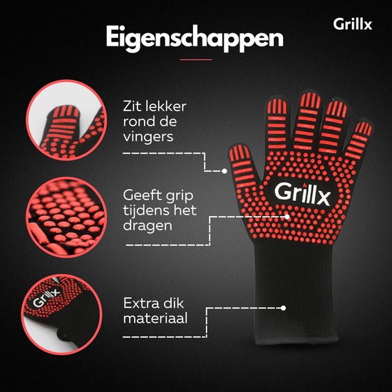 GrillX BBQ Handschoenen / Ovenhandschoenen - Extra Grip - 2 Stuks