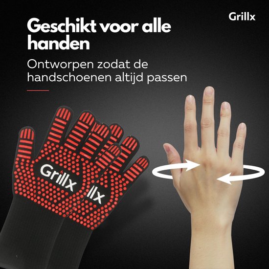 GrillX BBQ Handschoenen / Ovenhandschoenen - Extra Grip - 2 Stuks