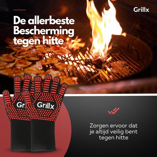 GrillX BBQ Handschoenen / Ovenhandschoenen - Extra Grip - 2 Stuks