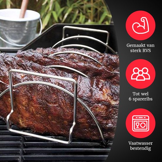 GrillX BBQ Sparerib Rek - Hittebestendig Staal - Grillen van Vlees en Gevogelte