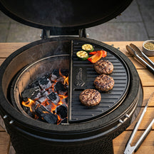 Cookinglife Grill Halve Maan Grillplaat / Plancha Gietijzer - 2-zijdig - Geschikt voor 46 cm Kamado's