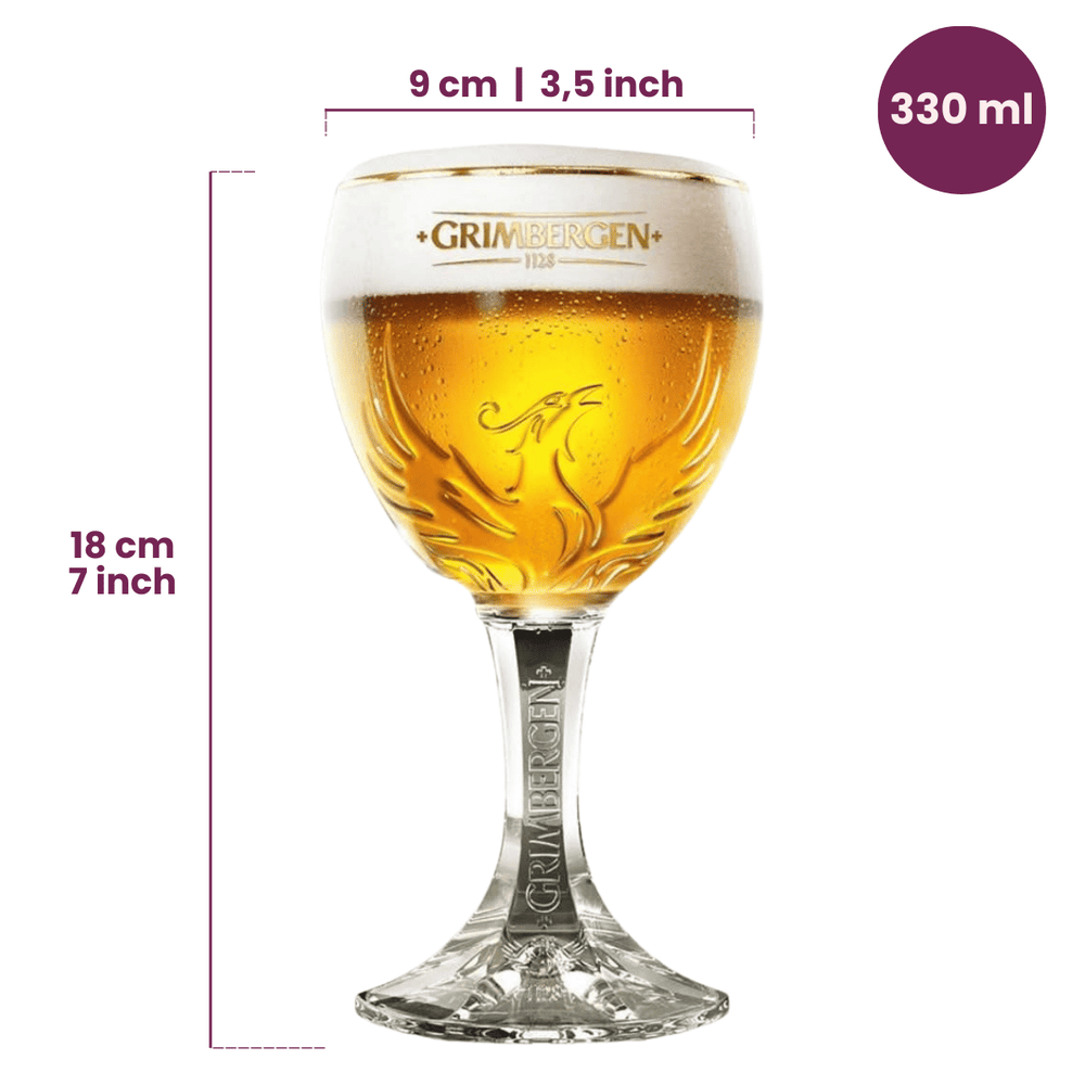 Grimbergen Bierglazen op Voet - 330 ml - 2 stuks