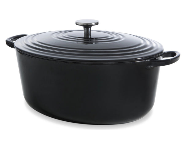 BK Braadpan Bourgogne Jet Black Gietijzer Ovaal 32 x 26 cm / 7.5 Liter - geëmailleerde anti-aanbaklaag
