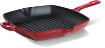 BK Pannenset Bourgogne Chili Red Gietijzer 3-delig - Braadpan ø 24, 28 cm & Grillpan 26x26 cm - geschikt voor alle warmtebronnen