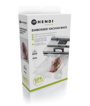 Hendi Vacumeerzakken met reliëf - Sous Vide Zakken - 20 x 30 cm - Geschikt voor FoodSaver vacumeermachines - 100 stuks