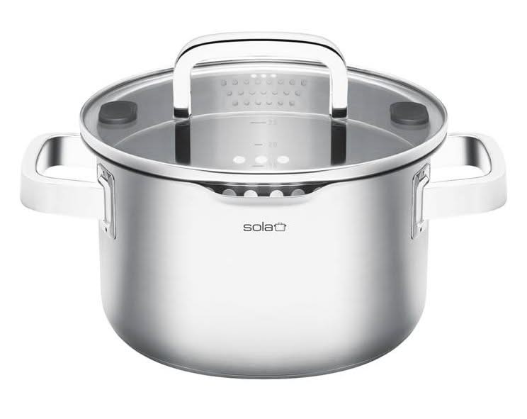 Sola Soeppan Juvia RVS Downdraft en Inductie geschikt ø 24 cm / 5.5 liter - geschikt voor alle warmtebronnen