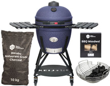 Keij Kamado BBQ Startersset - Legend Large Blue 21 inch - met Houtskool, Aanmaakwokkels & Kolenmand