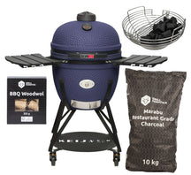 Keij Kamado BBQ Startersset - Legend XL Blue 23 inch - met Houtskool, Aanmaakwokkels & Kolenmand