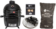 Keij Kamado BBQ Startersset - Pro Compact Black 15 inch - met Houtskool, Aanmaakwokkels & Kolenmand