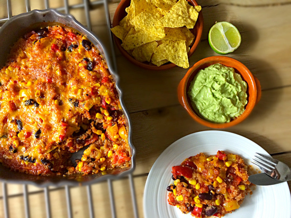 Een voedzame en smaakvolle Mexicaanse ovenschotel met quinoa en kidneybonen