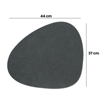 LIND DNA Placemats Hippo - Leer - Black Anthracite - Curved - 44 x 37 cm - 2 Stuks