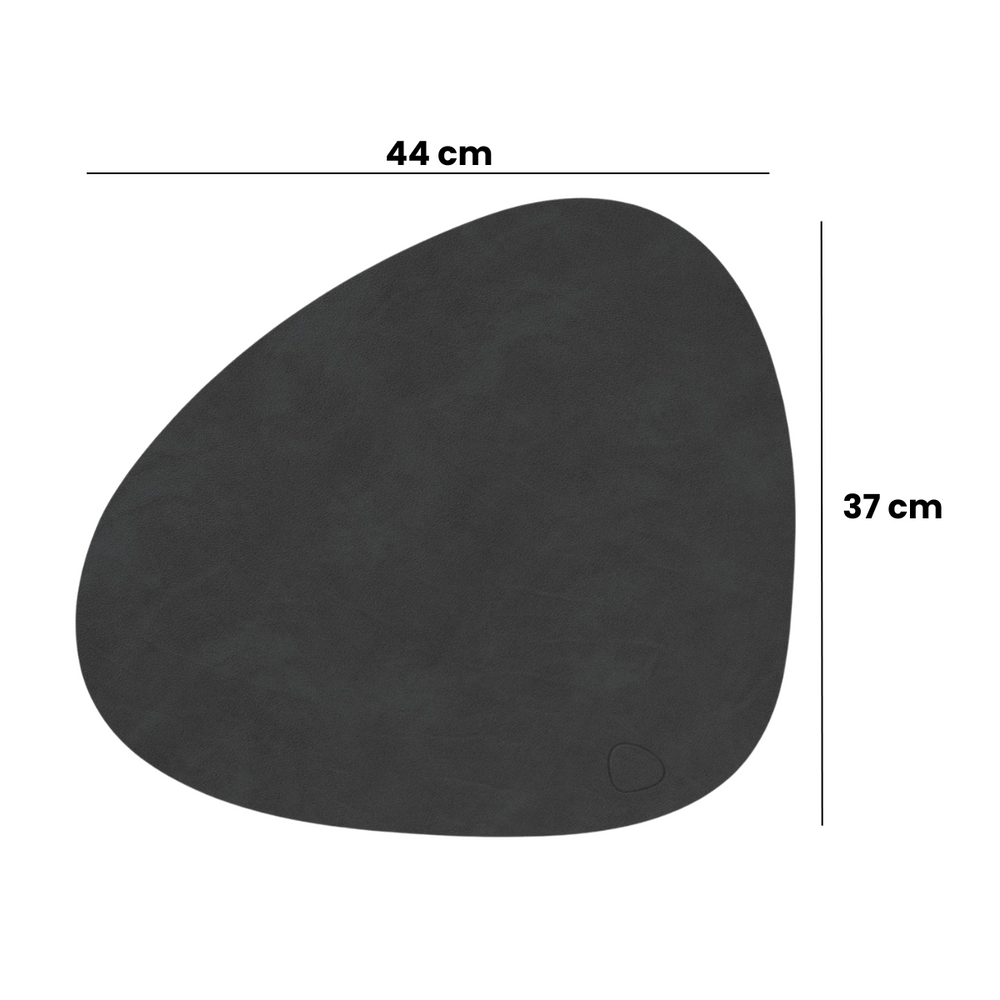 LIND DNA Placemats Nupo - Leer - Black - Curved - 44 x 37 cm - 2 Stuks