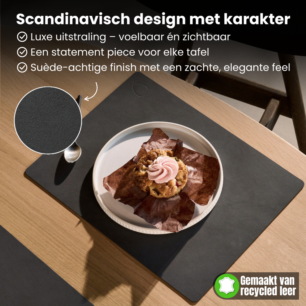LIND DNA Placemats Nupo - Leer - Lichtblauw 45 x 35 cm - 2 Stuks
