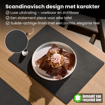 LIND DNA Placemats Nupo - Leer - Lichtblauw 45 x 35 cm - 2 Stuks