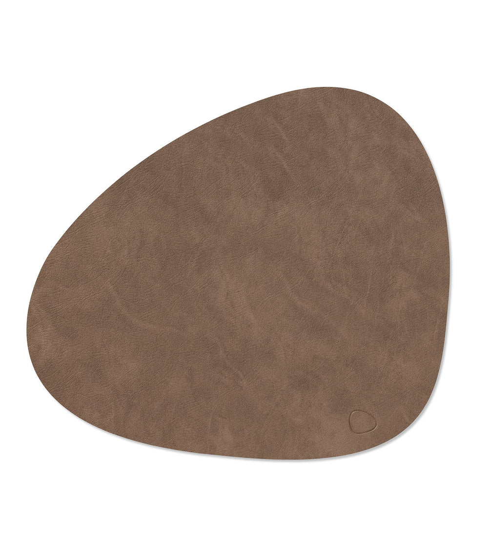 LIND DNA Placemats Nupo - Leer - Brown / Sand - dubbelzijdig - Curved - 44 x 37 cm - 2 Stuks