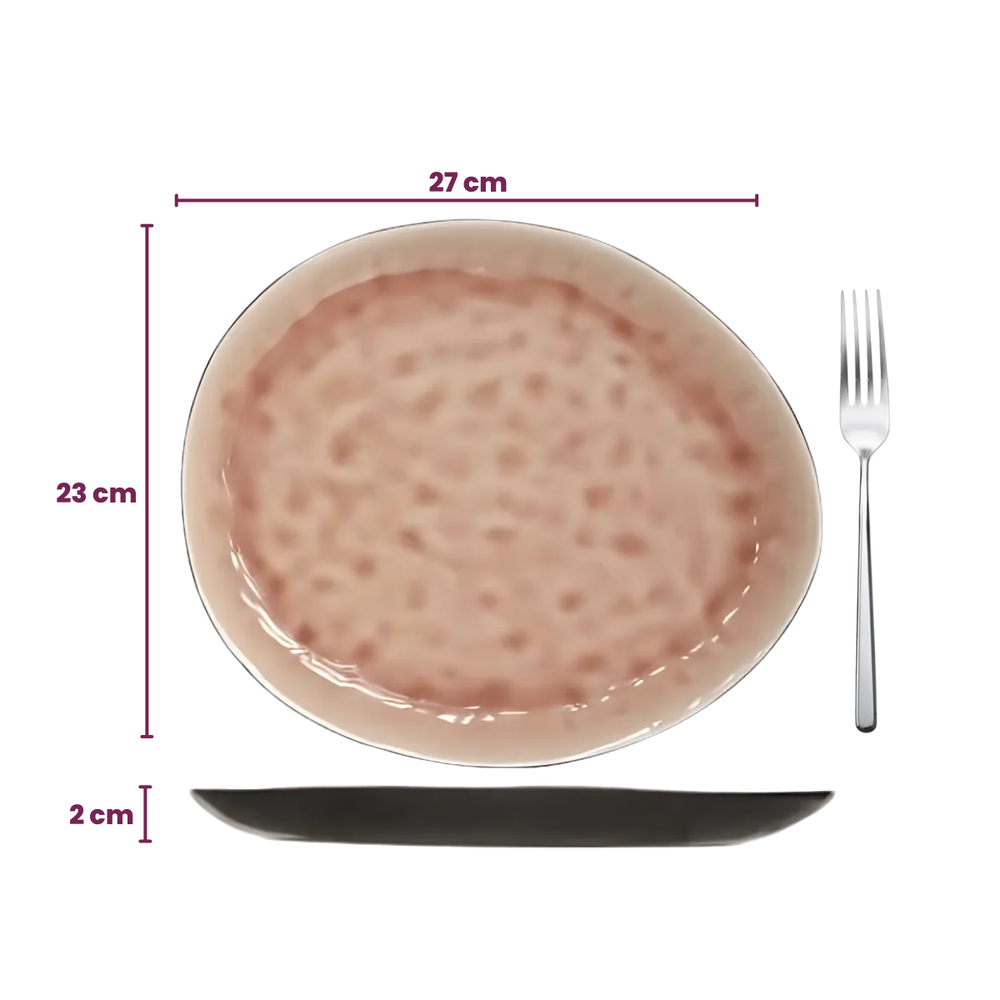 Cosy & Trendy Dinerborden Organic Laguna Old Rose - 27 x 23 cm - 4 Stuks