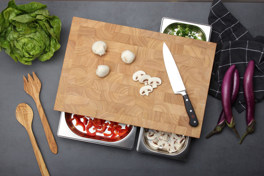 Continenta Snijplank met 3 RVS Laden - Hout - 50 x 33 cm