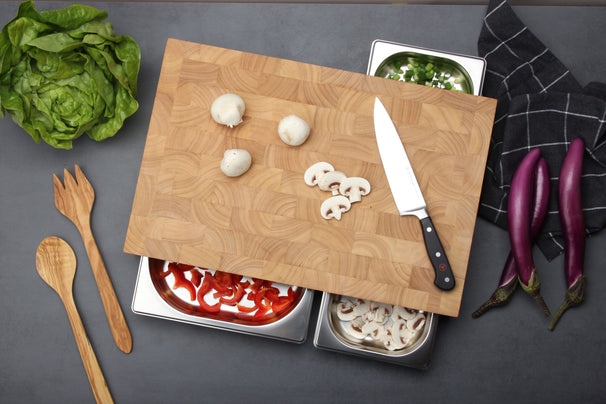 Continenta Snijplank met 3 RVS Laden - Hout - 50 x 33 cm