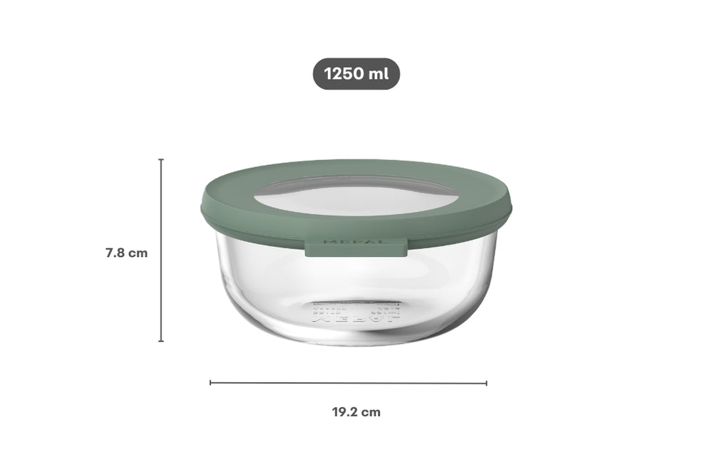 Mepal Glazen Vershoudbakje Cirqula Nordic Sage Rond - 1.25 liter