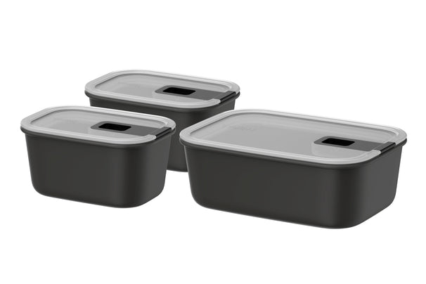 Mepal Vershoudbakjes EasyClip Nordic Black 3-delig - 2x 450 ml + 1 liter