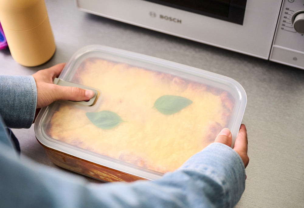 Mepal Ovenschaal / Lasagneschaal met deksel EasyClip Nordic Sage - Glas - 2.25 liter