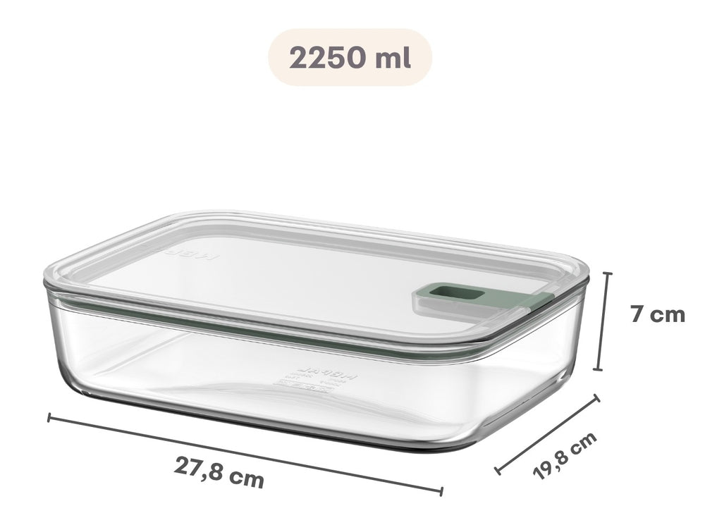 Mepal Ovenschaal / Lasagneschaal met deksel EasyClip Nordic Sage - Glas - 2.25 liter