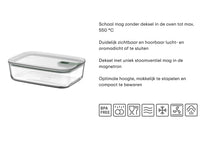 Mepal Ovenschaal / Lasagneschaal met deksel EasyClip Nordic Sage - Glas - 2.25 liter