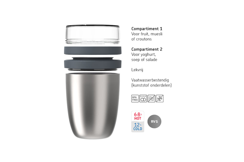Mepal Thermos Yoghurt beker / Lunchpot Ellipse Nordic Sage - 500 ml + 200 ml