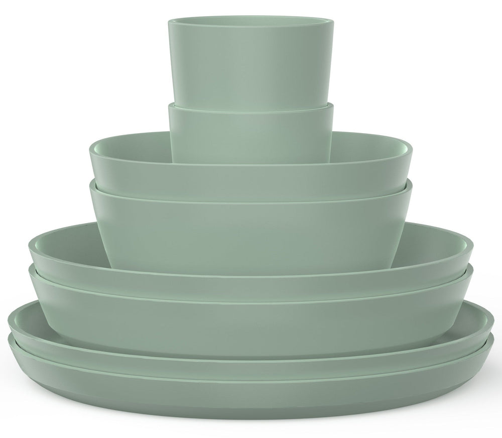 Mepal Serviesset Silueta Nordic Sage 8-delig / 2 personen - 2 borden, 2 diepe borden, 2 kommen en 2 bekers