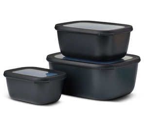 Mepal Vershoudbakjes Cirqula Nordic Black Rechthoekig 3-delig - 750 ml + 1.5 liter + 3 liter