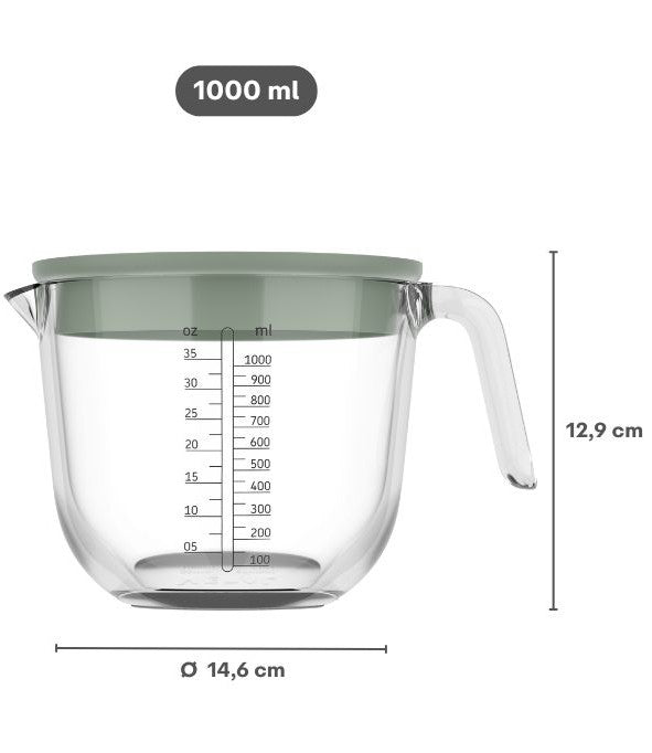 Mepal Glazen Maatbeker Chef It Chalk - met Deksel - 1 liter