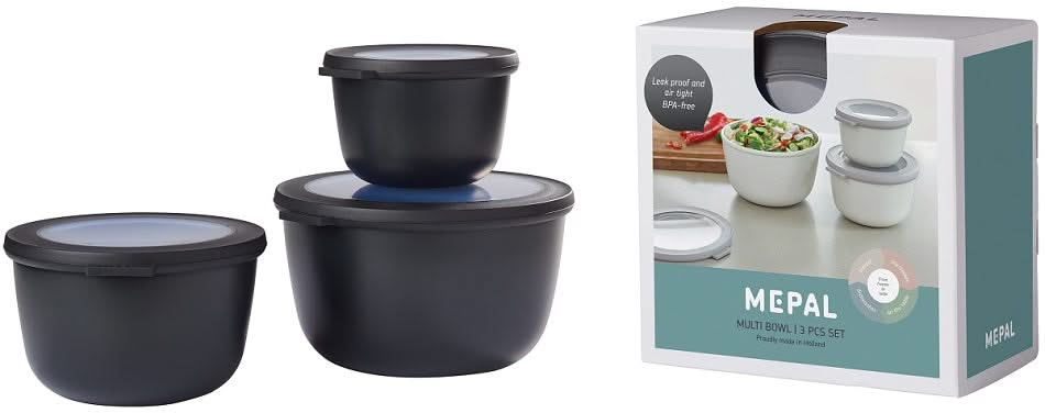 Mepal Vershoudbakjes Cirqula Nordic Black Rond 3-delig - 500 ml + 1 liter + 2 liter