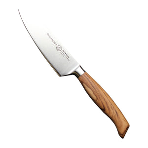 Messermeister Koksmes Oliva Luxe 16.5 cm met olijfhouten heft, vrijstaand op witte achtergrond