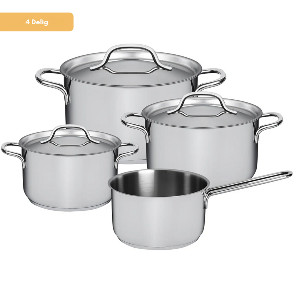 Sola Pannenset Mirage 4-Delig RVS - Kookpan ø 16, 18, 20 cm & Steelpan ø 16 cm - geschikt voor alle warmtebronnen