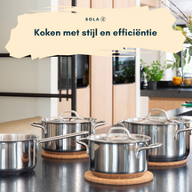Sola Pannenset Mirage 4-Delig RVS - Kookpan ø 16, 18, 20 cm & Steelpan ø 16 cm - geschikt voor alle warmtebronnen