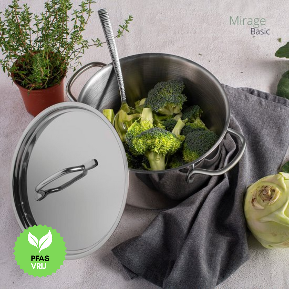 Sola Pannenset Mirage 4-Delig RVS - Kookpan ø 16, 18, 20 cm & Steelpan ø 16 cm - geschikt voor alle warmtebronnen