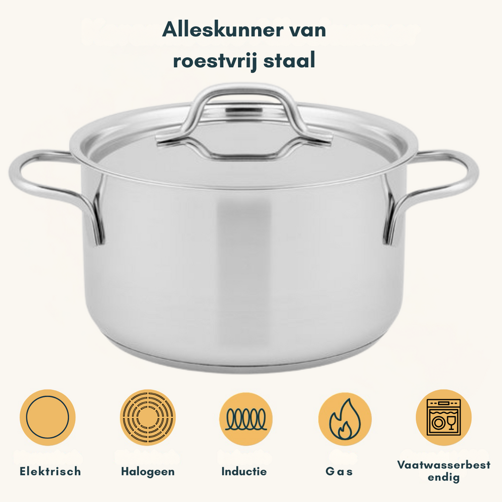 Sola Pannenset Mirage 4-Delig RVS - Kookpan ø 16, 18, 20 cm & Steelpan ø 16 cm - geschikt voor alle warmtebronnen